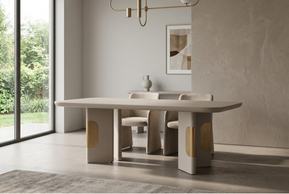 Moderne Iessdësch Dësch Iesszëmmerdësch Holz Iesseck Beige Iesszëmmer Design