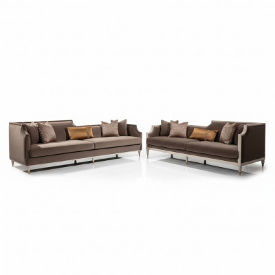 Véier-Sëtz Sofa Garnitur 4 Sëtz Sofa Stoffsofa Polstersofa Brong Set