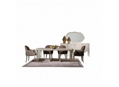 Iessgrupp Iesseck Iessdësch Still 9tlg Iesszëmmer Beige Holz Kommode