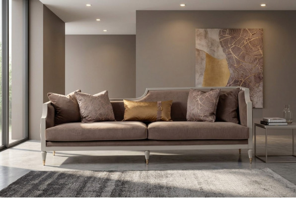 Viersëtzer Sofa 4 Sëtzer Stoffsofa Brong Polstersofa Sofa Wunnzëmmer