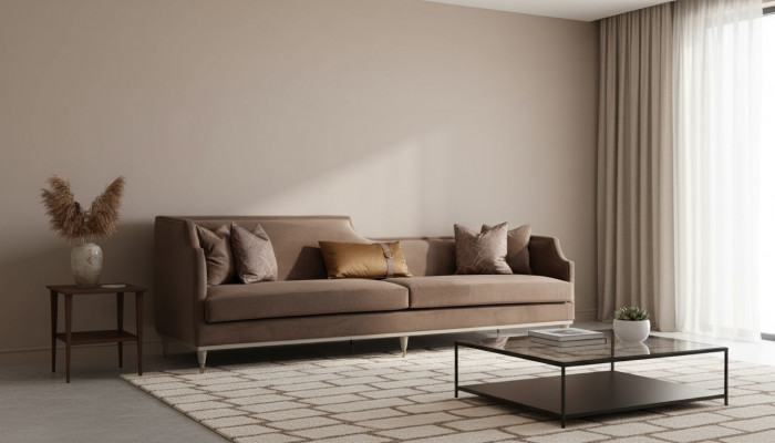 Stoffsofa Véiersëtzer Sofa 4 Sëtzer Brong Sofas Wunnzëmmer Polstersofa