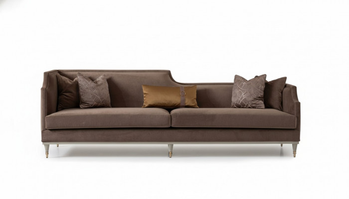 Stoffsofa Véiersëtzer Sofa 4 Sëtzer Brong Sofas Wunnzëmmer Polstersofa