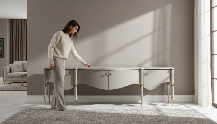 Sideboard RTV Lowboard TV Stänner Beige Holz Wunnzëmmer Dësch Schaf