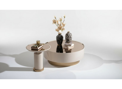 Kompletten Canapé-Dësch Bäidësch Canapé-Dësch Kaffisdësch Beige Luxus