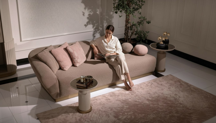 Chaiselongue Grupp Sofa Bäizëlltëscher Polster Stoff Modern 3tlg Set