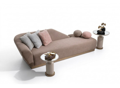 Chaiselongue Grupp Sofa Bäizëlltëscher Polster Stoff Modern 3tlg Set