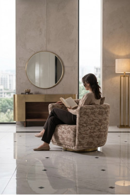 Setzer Wunnzëmmer Fautel Kommode Spigel Béige Stoff Holz Relax 3tlg