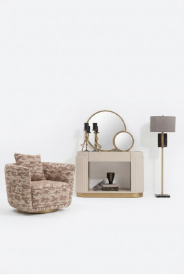 Setzer Wunnzëmmer Fautel Kommode Spigel Béige Stoff Holz Relax 3tlg