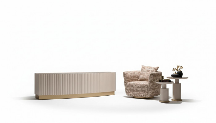 Wunnzëmmer Komplett Fautuellen Säitebrett Bäistelltëscher Set 4-Stéck Beige