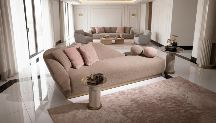Chaiselongue Relaxliege Liegesessel Sofa Beige Modern Polster Stoff