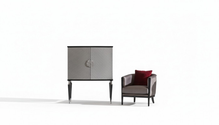 Garnitur Fauteuil Barschaf Grau Stoff Ouerfauteuil Bar Wunnzëmmer Set