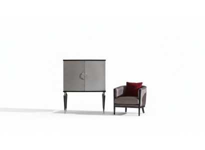 Garnitur Fauteuil Barschaf Grau Stoff Ouerfauteuil Bar Wunnzëmmer Set