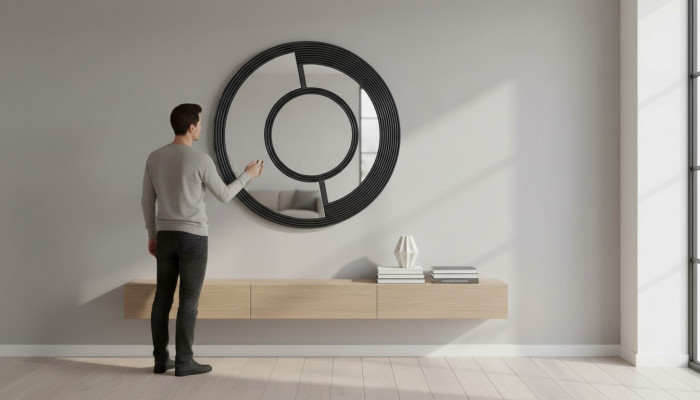 Wandspigel Ronn Spigel Dekorativ Modern Design Wunnzëmmer Schwaarz