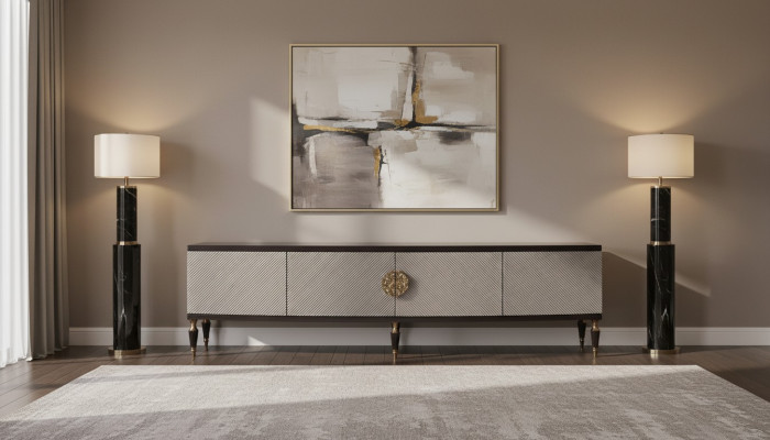 Sideboard RTV Lowboard TV Stänner Schaf Holz Gro Wunnzëmmer