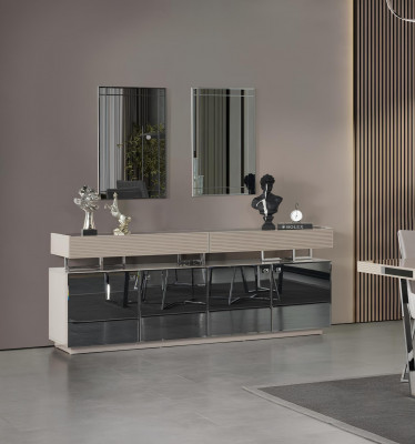 Sideboard mat Spigel Anrichte Garnitur Schaf Modern Kommod Grau