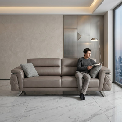 Dreesëtz Sofa 3 Sëtzer Polstersofa Gromodernt Stoffsofa Design
