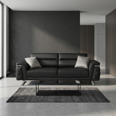 Modernen dräisëtzegen Stoffsofa Sofa 3 Sëtzer Polstersofa Schwaarz Design