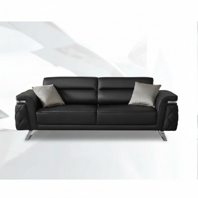 Modernen dräisëtzegen Stoffsofa Sofa 3 Sëtzer Polstersofa Schwaarz Design