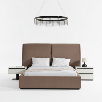 Schlofzëmmermiwwelen Schlofzëmmer Set Duebelbett Bett Nuetsdëscher 3tlg Beige