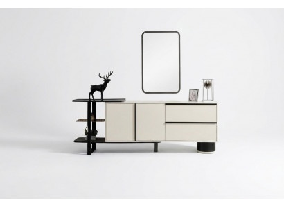 Schiefertafel Sideboard mat Spigel Anrichte Garnitur Modern Kommode Wäiss