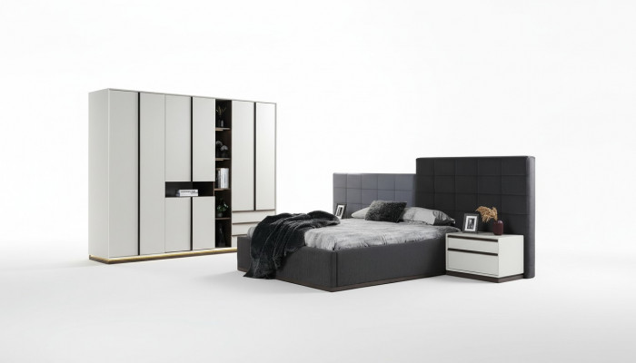 Set Duebellbett Schlofzëmmer Bett Nuetsdëscher 4-Deel Gro Schaf