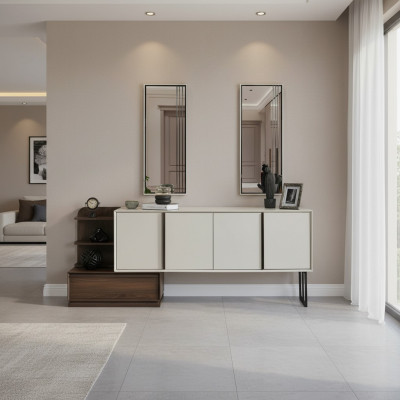 Schaf Sideboard mat Spigel Anrichte Grupp Modern Kommode Wäiss