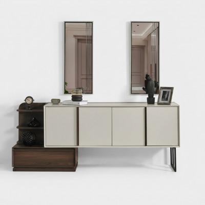 Schaf Sideboard mat Spigel Anrichte Grupp Modern Kommode Wäiss
