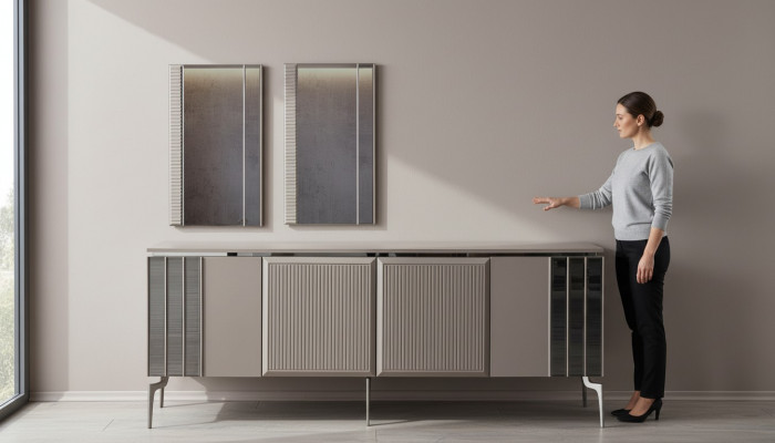 Garnitur Sideboard mat Spigel Schaf Anrichte Gro Kommode Holz