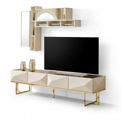 Sideboard RTV Lowboard Wunnwand TV Ständer Schaf Holz Beige Regaler