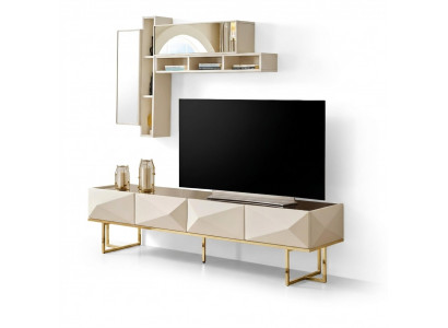 Sideboard RTV Lowboard Wunnwand TV Ständer Schaf Holz Beige Regaler