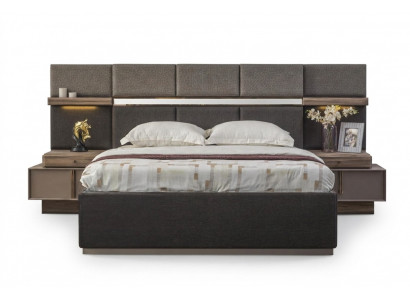 Komplett Schlofzëmmer Duebelbett Set 3 Stéck Bett Nuetsdëscher Gro Stoff
