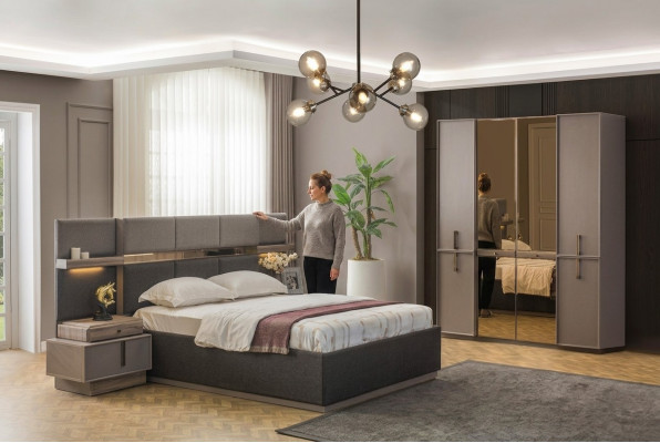 Duebelbett Komplett Schlofzëmmer Bett 4-deelech Gro Nueschtstiescher Schaf