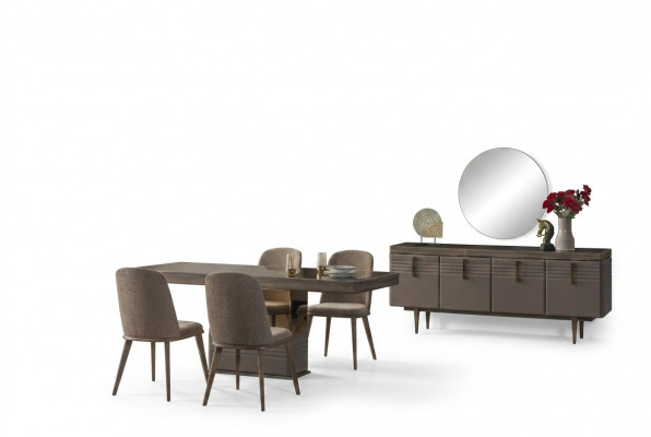 Iessgrupp Iesseck Iesssall Iessdësch Kapitelen Gro Holz Set 9tlg Modern