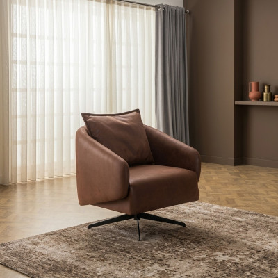 Fauteuil Ouerfauteuil Dréistull Eenzelplaz Sëtz Kënschtlecher Lieder Brong Design
