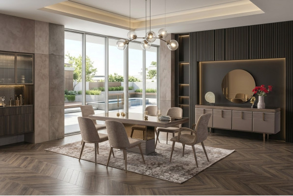 Iessdësch Iesszëmmerdësch Dësch Iesszëmmer Luxus Holz Beige 199 cm