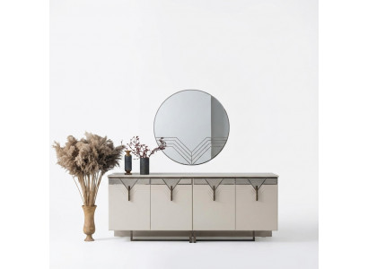 Sideboard Anrichte mat Spigel Holzschaf Kommode Schaf Holz Wäiss