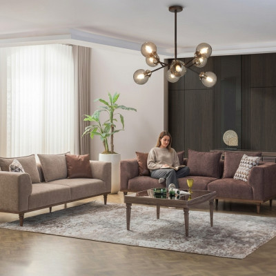 Couchensemble Véiersëtzer Drësëtzer Brong Stoffséi Polstersofa Couch
