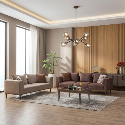 Couchensemble Véiersëtzer Drësëtzer Brong Stoffséi Polstersofa Couch
