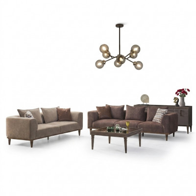 Couchensemble Véiersëtzer Drësëtzer Brong Stoffséi Polstersofa Couch