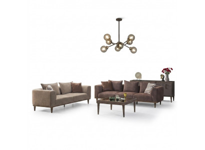 Couchensemble Véiersëtzer Drësëtzer Brong Stoffséi Polstersofa Couch