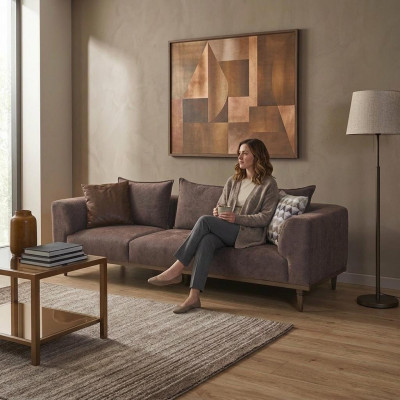 Viersëtzer Sofa 4 Sëtzer Canapé Brong Stoffsofa Polstersofa Modern