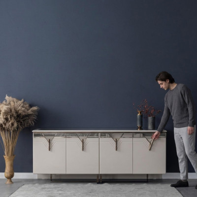 Säitenschaf Anrichte Holzschaf Kommode Schaf Holz Wäiss Modern