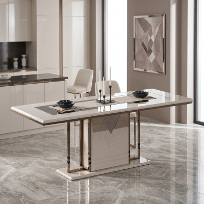 Luxus Iessdësch Iesszëmmerdësch Dësch Iesszëmmer Modern Holz Wäiss 200cm