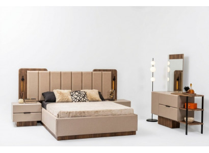 Schlofkummer Garnitur Duebelbett Nuetstiesch Beige Stoff 4tlg Schmink.