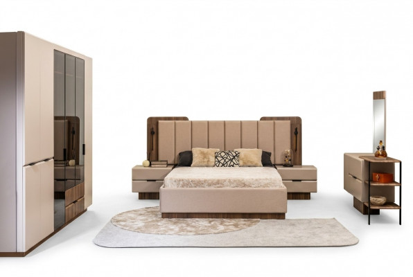 Duebellbett Garnitur Nuetsdëscher Beige Stoff 5tlg Schmink Schaf Bett