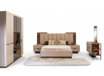 Duebellbett Garnitur Nuetsdëscher Beige Stoff 5tlg Schmink Schaf Bett