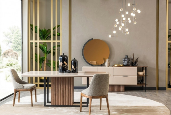 Iesszëmmer Iessgrupp Komplett Iessdësch Stull 9tlg Beige Iesseck Set