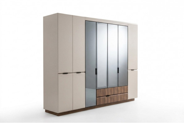 Kleederschaf Holzkascht Beige Schlofzëmmertschaf Kascht Modern