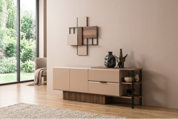 Anrichte Sideboard Holzschaf Schaf Kommoud Schaf Holz Beige Modern.