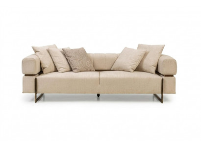 Crème dräisëtzer Designer-Stoffsofa Polstermöbel Luxuséisegen 3-Sëtzer